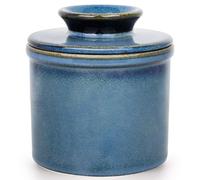 Jersinwei Mantequera francesa refrigerada por agua con línea de flotación, campana de cerámica para mantequilla untable, azul