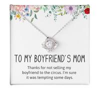 JERSURY Collar con texto en inglés «To My Boyfriends Mom», regalo para el día de la madre, regalo para el día de la madre, regalo de cumpleaños para mi novio, mamá, Navidad, S, Oro rosa blanco, No es