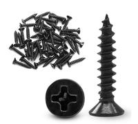 Jersvimc Tornillos de madera negros #6 de 3/4 pulgadas, 120 tornillos de cabeza plana con revestimiento de óxido, acero al carbono 18-8, tornillos negros de cabeza Phillips para madera, yeso, plástico