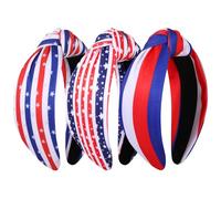 JERTOCLE Diadema anudada del 4 de julio para mujer, diseño patriótico de estrellas, bandera de Estados Unidos, bandera, rojo, blanco y azul, accesorio para el cabello del Día de la Independencia,