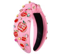 JERTOCLE FRIYAY - Diadema con cuentas de cristal para profesores, diadema anudada ancha para el regreso a clases, accesorios para el cabello, regalos para el agradecimiento al profesor