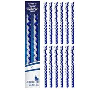 Jerusalem Candles Havdalah Candle - Velas redondas Havdallah trenzadas, color azul y blanco, paquete de 12