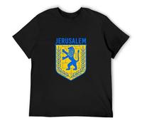 Jerusalem Israel Emblem Lion of Zion Shield Camiseta Man's Fashion Cotton Black Clothes, Negro , XXL