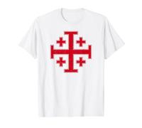 JERUSALÉN Cruz DE Cinco Camino Cruz Templar DE Cinco Camiseta gráfica económica, Hombre, Blanco, S