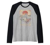 Jerusalén Dome of the Rock Red Sun Cherry Blossom Gráfico Camiseta Manga Raglan