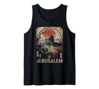 Jerusalén Dome of the Rock Red Sun Cherry Blossom Gráfico Camiseta sin Mangas