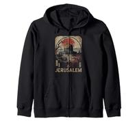 Jerusalén Dome of the Rock Red Sun Cherry Blossom Gráfico Sudadera con Capucha