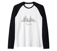 Jerusalén Israel Horizonte Viaje Souvenirs Negro Paisaje Urbano Camiseta Manga Raglan