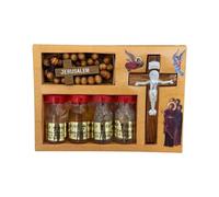 Jerusalén Kit religioso de bendición Botellas y Cruz de la Tierra Santa (1 unidad, 2 piezas)