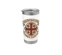Jerusalén Tierra Santa (en latín) Caballeros Templarios Cruz Vaso térmico de acero inoxidable de doble pared