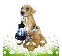 Jeruytgh Estatua Solar De para Perros, De, 19x15x14 Cm, Estatua Al Aire Libre De La Familia Labrador con Luces Solares, Lámpara A Prueba De Viento para Decoración del del Hogar, EST