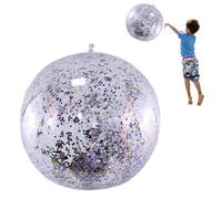 Jeruytgh Pelota de playa de confeti, juguete con purpurina para fiestas de verano, cumpleaños, fiesta de piscina, reutilizable, con bomba de aire