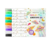 Jeruytgh Rotulador, con tinta permanente a base de, 10 piezas, bolígrafo de doble extremo, juego de arte para niños, diseño de punta fina, para artesanos, artistas y estudiantes