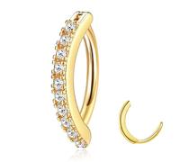 JeryWe 14G Clicker Piercings Ombligo Acero Quirúrgico,Aro Hipoalergénico Clicker Anillos para Mujer CZ Piercing Ombligo Oro Reverse Curved Click Joyería para Cuerpo 10/12mm