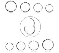 JeryWe 8PCS Anillos de Acero Quirúrgico para Nariz Aros Hombres Mujeres Hipoalergénico Septo con bisagras anillo nariz Helix Cartílago Pendientes Piercing Cuerpo 16G 6-12mm Oro rosa