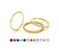 JeryWe Anillo con Piedra de Nacimiento, Anillos Finos Apilables en Oro para Mujer, Chapado en Oro 14K, No Deslustrantes, Anillos con CZ, Alianzas y Anillos ImpermeablesDiciembre Azul cielo 20