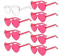 Jesdavan Gafas Corazon, 9 Piezas Gafas Fiesta Divertidas, Gafas de Fiesta, Gafas Fiesta Adecuado para Despedidas de Soltero Accesorios de Boda Accesorios para Fotos(1 Transparente + 8 Rosa Roja)