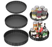 JESIFFY Lazy Susan - Organizador giratorio para frigorífico, 26 cm + 24 cm + 22 cm, placa giratoria para frigorífico, organizador para especias, yogur, color negro