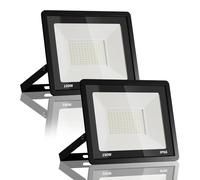 JESLED Foco LED Exterior, 100W 10000LM, Proyector Impermeable IP66, Luz Blanca Fría 6000K para Jardín Backyard Garaje Driveway, 1 m cable, 2 paquetes