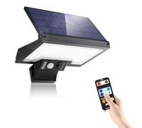 JESLED Lámpara Solar Exterior con Sensor de Movimiento 108 LEDs, Tipo-C, 4 Modos 3 Colores IP65 Impermeable Ángulo Ajustable para Jardín Pared Garaje