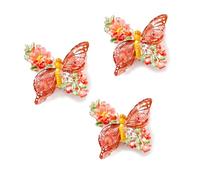 JESMING 6 dijes decorativos de resina con diseño de mariposa para zapatos tipo zuecos y bolsa de bogg, con botón trasero de PVC suave, coloridos accesorios florales de primavera, One Size, Acrílico