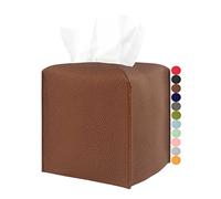 JESMINI, Funda Cuadrada para Caja de pañuelos de Cuero, Color marrón, Soporte Moderno de Piel sintética para Caja de pañuelos Decorativo para baño, tocador, mesitas de Noche, Escritorio de Oficina, 5