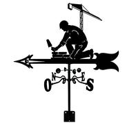 JESSAH Veleta de albañil Herramienta de medición de Veleta de Viento con Montaje en Techo Veleta de jardín Decoraciones de Metal Indicador de dirección del Viento para Patio de Granja de Techo al a