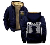 Jesse Welles Under The Powerlines Tour 2026 - Chaqueta con capucha y cremallera, unisex, de manga larga, azul marino, XS