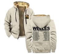 Jesse Welles Under The Powerlines Tour 2026 - Chaqueta con capucha y cremallera, unisex, de manga larga, beige, S