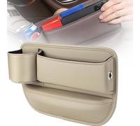 Jessena Car Leather Cup Holder Gap Bag,Pamise Car Leather Cup Holder,Adjustable Car Seat Storage Box,Leather Car Seat Storage Box,Leather Gap Filler with Cup Holder (BEI,Passenger Seat)