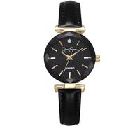 Jessica Simpson Diamond Collection - Reloj para mujer, cuarzo clásico, correa de cuero, esfera redonda de cristal facetado, elegante reloj de vestir para mujer
