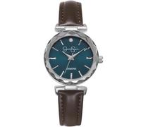 Jessica Simpson Diamond Collection - Reloj para mujer, cuarzo clásico, correa de cuero, esfera redonda de cristal facetado, elegante reloj de vestir para mujer