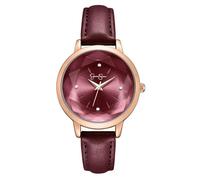 Jessica Simpson - Reloj de piel para mujer, esfera redonda de vidrio facetado, movimiento de cuarzo clásico, elegante reloj de vestir para mujer, Oro Rosa, 34