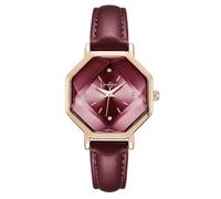 Jessica Simpson Reloj de pulsera de cuero para mujer, esfera de cristal facetado octágono, movimiento clásico de cuarzo, elegante reloj de vestir para mujer, Oro Rosa, 32