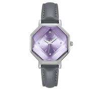 Jessica Simpson Reloj de pulsera de cuero para mujer, esfera de cristal facetado octágono, movimiento clásico de cuarzo, elegante reloj de vestir para mujer