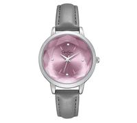 Jessica Simpson Reloj de pulsera de cuero para mujer, esfera redonda de cristal facetado, movimiento clásico de cuarzo, elegante reloj de vestir para mujer, Rosa, 34