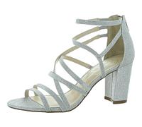 Jessica Simpson Stassey Block Heel Strappy Sandal, Bomba Mujer, Plateado, 39 EU