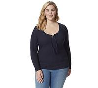 Jessica Simpson Women's Plus Size Pipppa Scoop Neck Lace Up Top, Night Sky, 2X