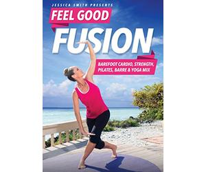Jessica Smith Feel Good Fusion: Barefoot Cardio, Strength, Pilates, Barre and Yoga Mix DVD, Fat Burning, Sculpting, Toning Low Impact Exercise (No Floor Work)