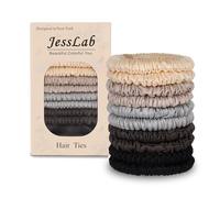 JessLab Coleteros de Satén Sin Daño, Ligas para El Cabello Sin Marcas para Mujeres, Suaves con Cabello Fino y Rizado, para Dormir y Fiestas, Paquete de 10 Piezas