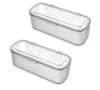 JessLab Organizador de Brochas de Maquillaje, Portalápices para Esponjas, Estuche de Almacenamiento Cosmético con Tapa, Caja para Tocador (2 Pack)