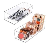 JessLab Organizador de Cajones, Organizador de Maquillaje Acrílico de Almacenamiento de Cosméticos Exhibición de Joyería para Escritorio Armario Baño Tocador Encimera, Transparente (1+3 Compartment)