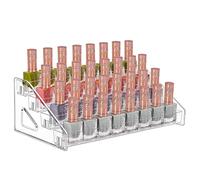 JessLab Organizador de Esmaltes Uñas, 4 Nivel Transparente Acrílico Estante de Esmaltes Uñas Soporte de Aceites Esenciales Vitrina Cosmética Organizador Maquillaje para Encimera de Tocador Baño