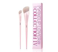 Jessup Brocha para Base y Brocha Correctora, Juego Brochas Maquillaje Rosa, 2pcs Pinceles Maquillaje Facial para Base,Polvo,Crema Líquida Pinceles de Cara,Sintéticas Primera Calidad, T497