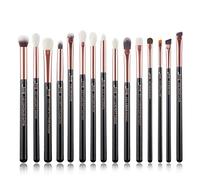 Jessup Juego de 15 Pinceles Profesionales de Maquillaje, Pinceles Con Cerdas SintéTicas Con Mango de Madera, Ideales para CosméTicas, PestañAs, Sombras, Color Negro Perla Oro Rosado T157