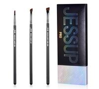 Jessup Juego de 3 brochas para delineador de ojos en ángulo, 3 unidades, brochas de delineador de ojos Pro Precision, de alas finas, ultrafinas, de gel líquido, para delineador de ojos, color negro