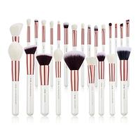 Jessup - Juego de pinceles de maquillaje profesional, 25 piezas, blanco, premium, base en polvo natural, sombra de ojos, corrector, rubor, resaltado, etiquetado, T215