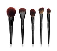 Jessup Pinceles de Maquillaje Para Cara Grande 5pcs Brocha Para Colorete de Contorno en Polvo de Base Sintética Premium Phantom Black, T273