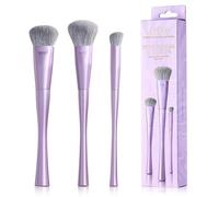 Jessup Set 3 Brochas de Maquillaje Rostro Sintética para Base y Polvos T513 | Cerdas Ultrasuaves de Alta Densidad, Mango Curvo Ergonómico, Base, Contorno, Colorete y Corrector, Base Impecable