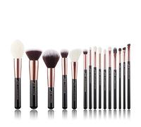 Jessup Set Brochas de Maquillaje Profesional Oro Rosa 15pcs Negro Pinceles de Maquillaje para Polvo Fundación Mezcla Delineador Sombras de Ojos Ocultador, T160